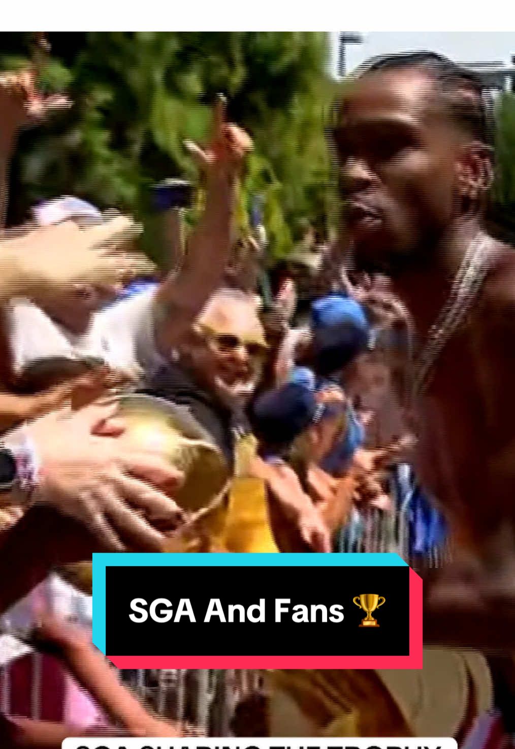 Shai Gilgeous-Alexander always remembers the fans 💙🧡🏆 @The Larry O’Brien Trophy 
