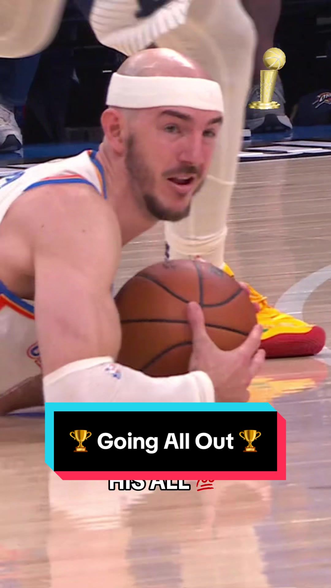 Caruso flies to the floor for the loose ball 🏀 @OKC Thunder 