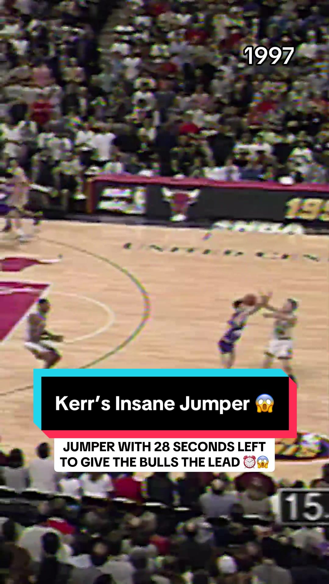Steve Kerr’s clutch jumper helped win the game and the Bulls became the NBA 1997 champions 🔥🏆 