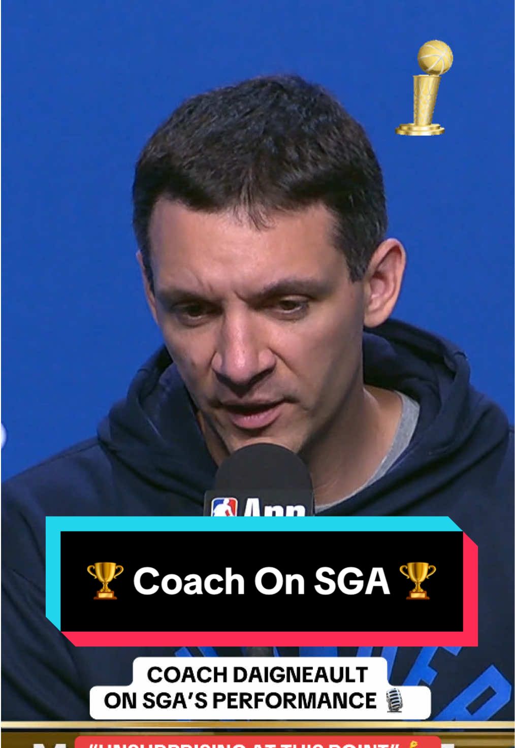 Daigneault is not surprised by SGA’s dominating night 👏 