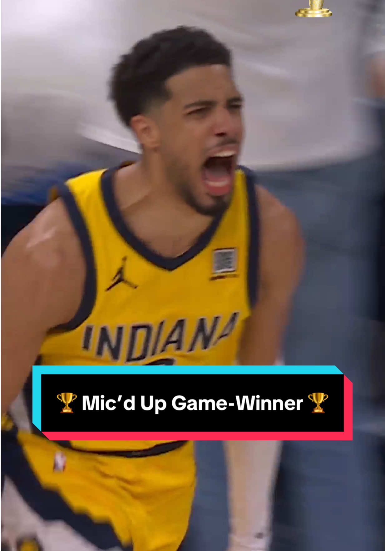 Listen to Tyrese Haliburton as he hits the clutch pull-up to win Game 1 for the @Pacers 🎙️🥶 