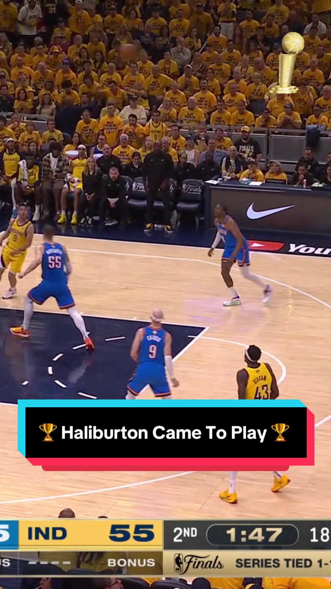 Haliburton led the Pacers to a game 3 win with 22 pts, 11 reb, and 9 ast 👏 