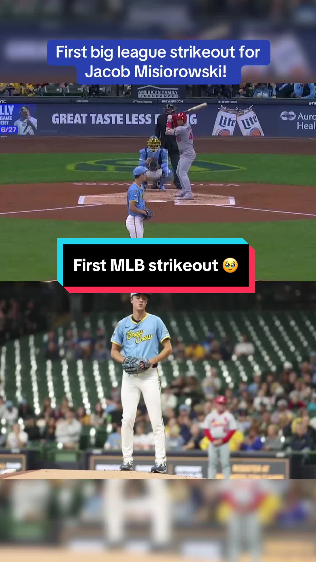 Jacob Misiorowski secures his first Major League strikeout 👏 