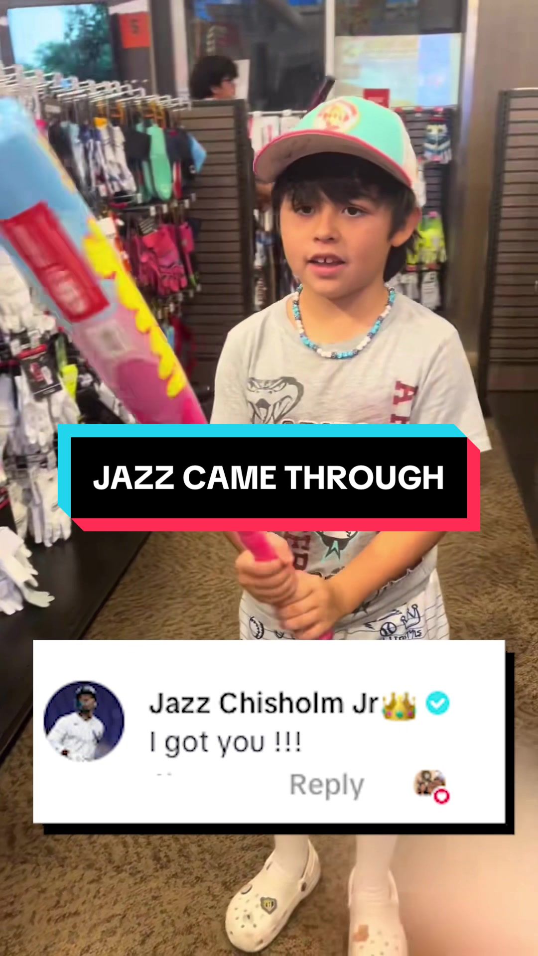 This kid swung for the fences and @Jazz Chisholm Jr👑 came through for him 😎